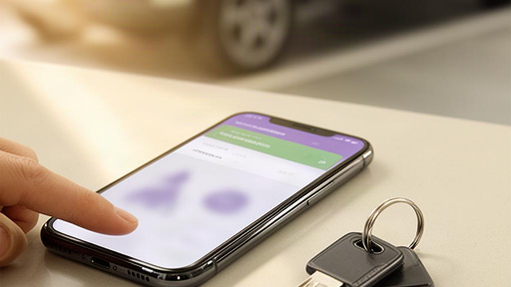 Customer viewing an appointment confirmation message on a phone beside car keys